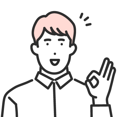 親指と人差し指で丸を作ってOKマークを出しているYシャツを着た男性のイラスト
